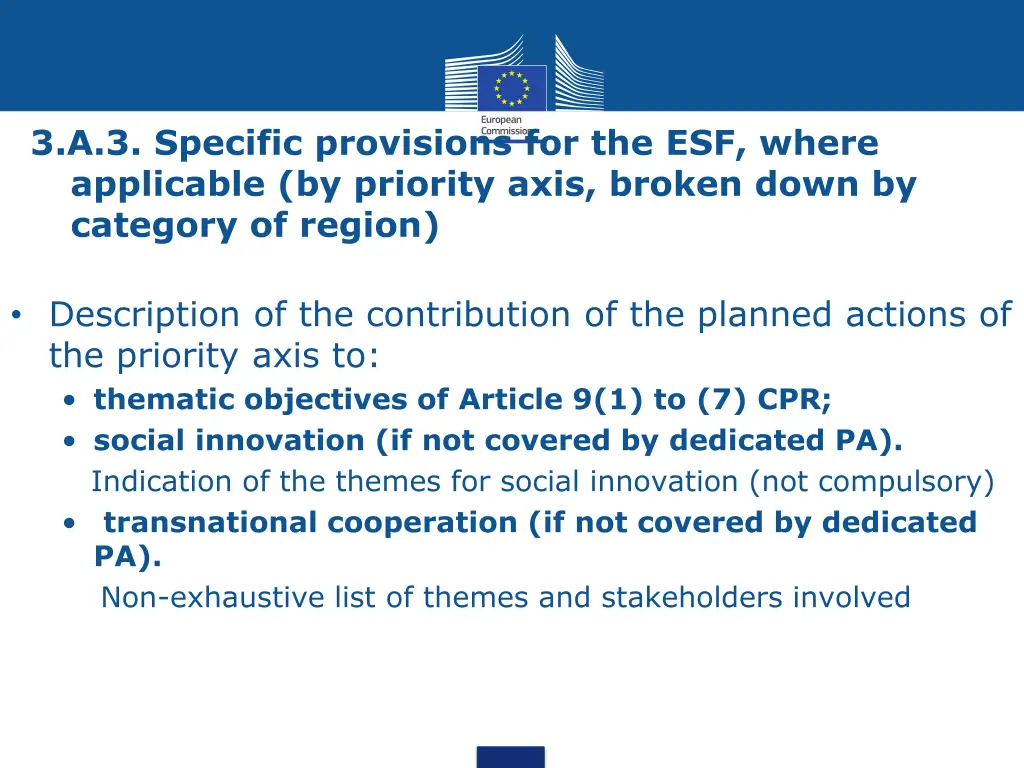 3 a 3 specific provisions for the esf where