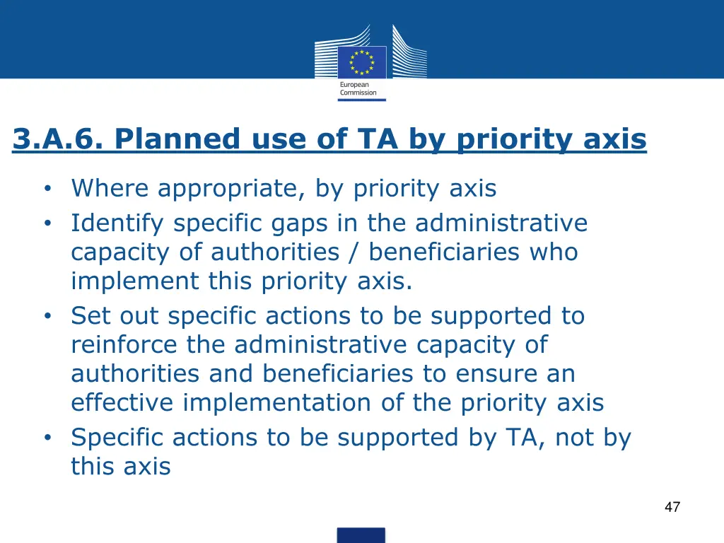 3 a 6 planned use of ta by priority axis