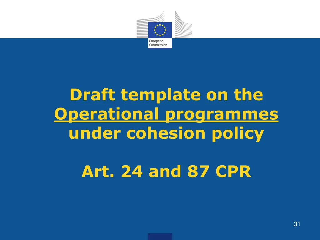 draft template on the operational programmes