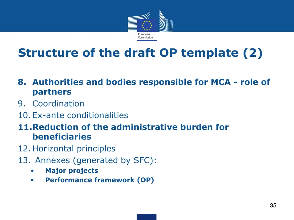 structure of the draft op template 2