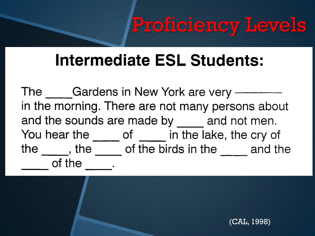 proficiency levels 1