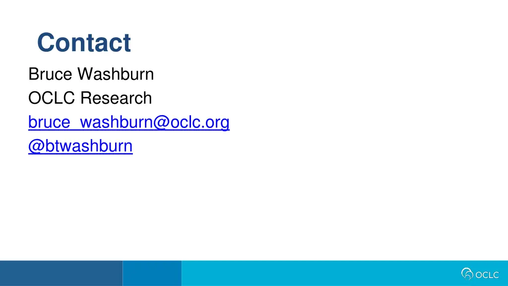 contact bruce washburn oclc research bruce