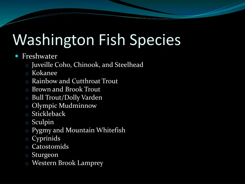 washington fish species freshwater o juveille