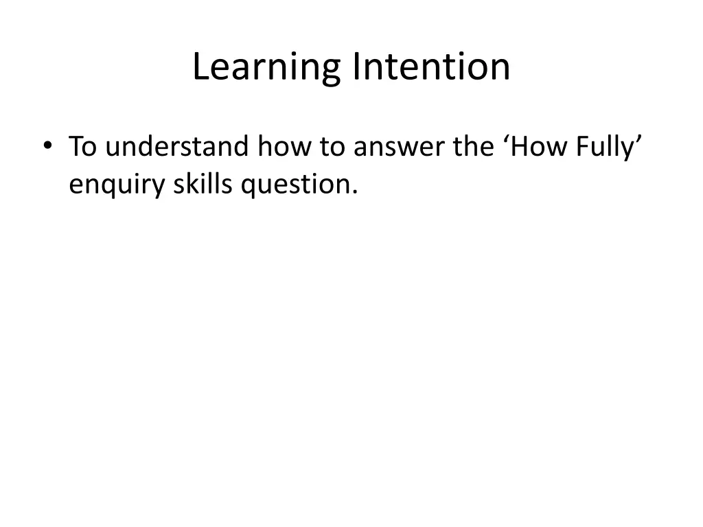 learning intention