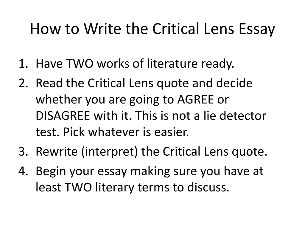 how to write the critical lens essay