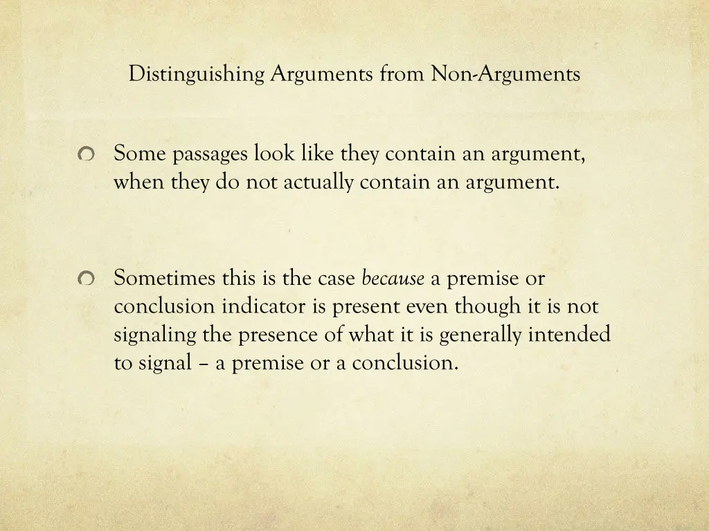 distinguishing arguments from non arguments