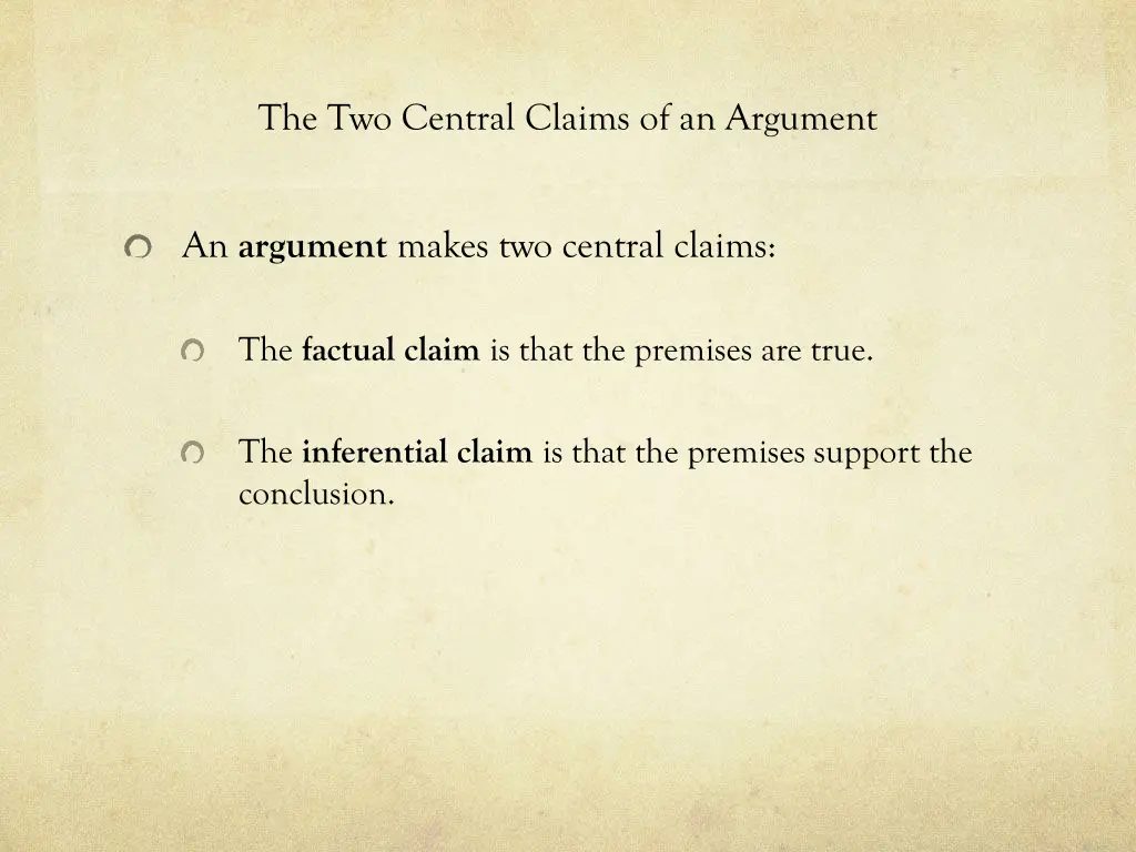 the two central claims of an argument