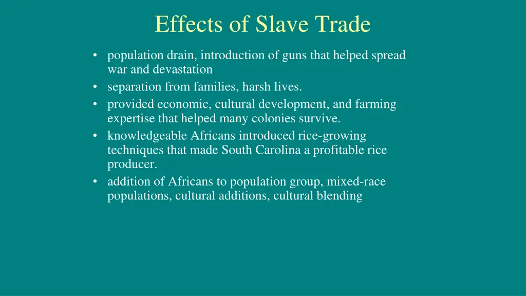 effects of slave trade