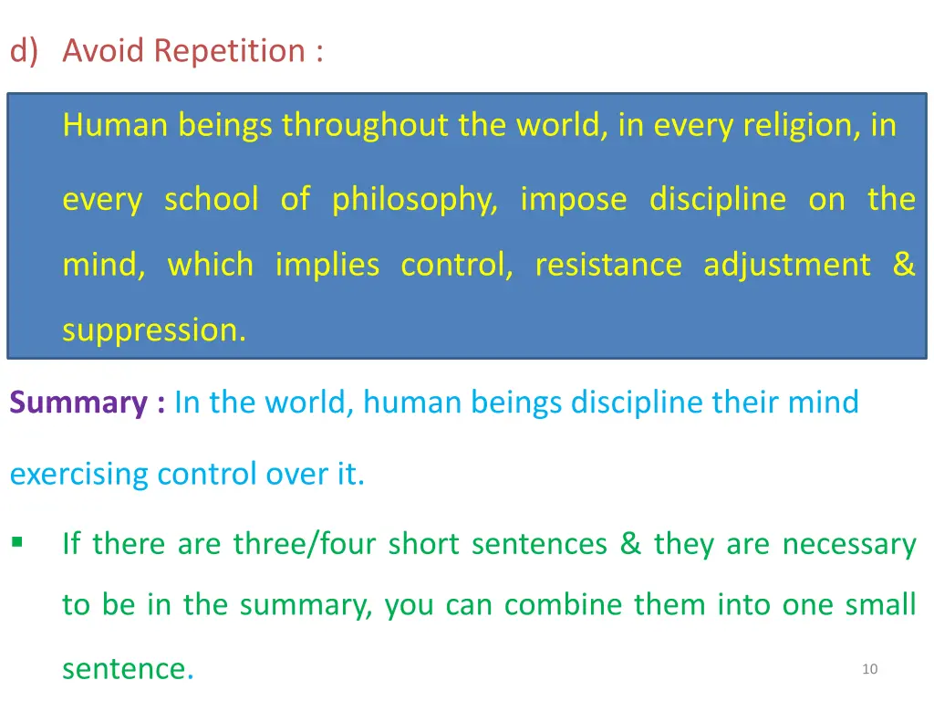 d avoid repetition