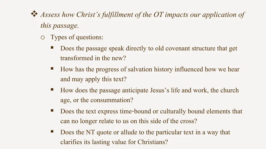 assess how christ s fulfillment of the ot impacts