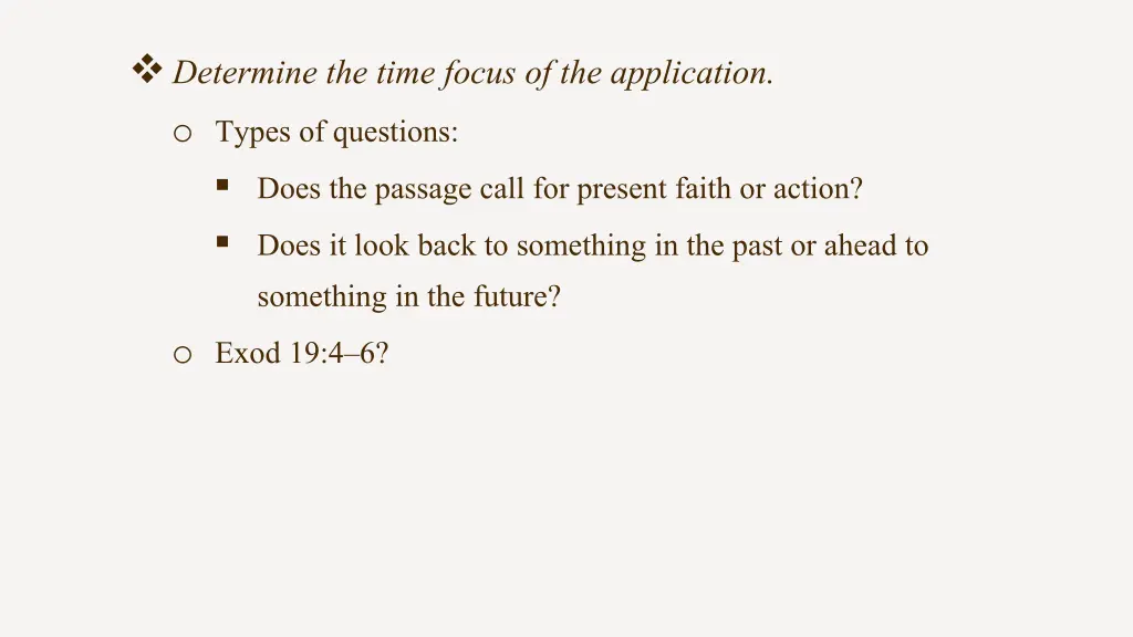 determine the time focus of the application