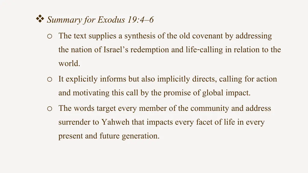 summary for exodus 19 4 6 o the text supplies