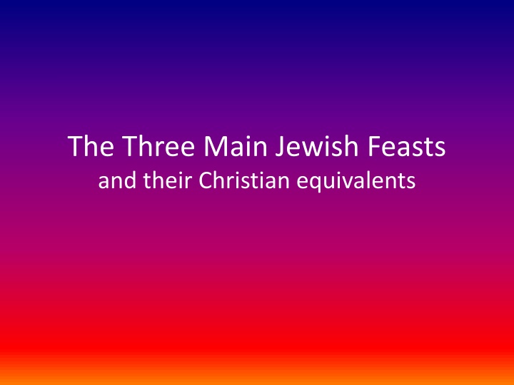 the three main jewish feasts and their christian