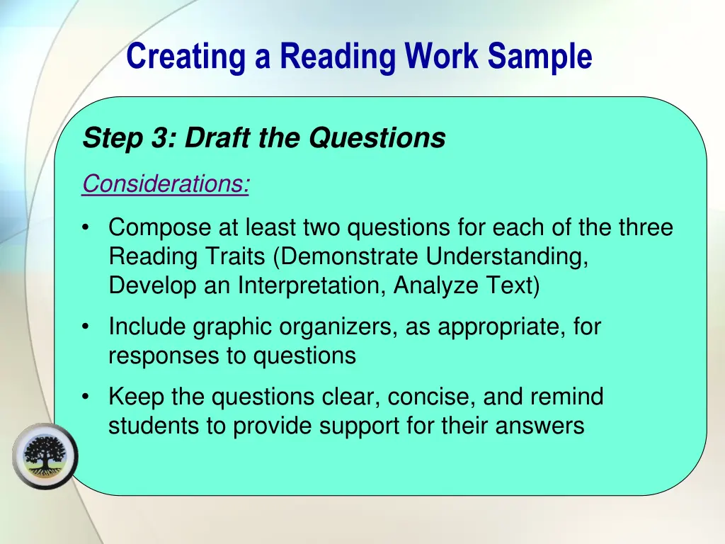 creating a reading work sample 3