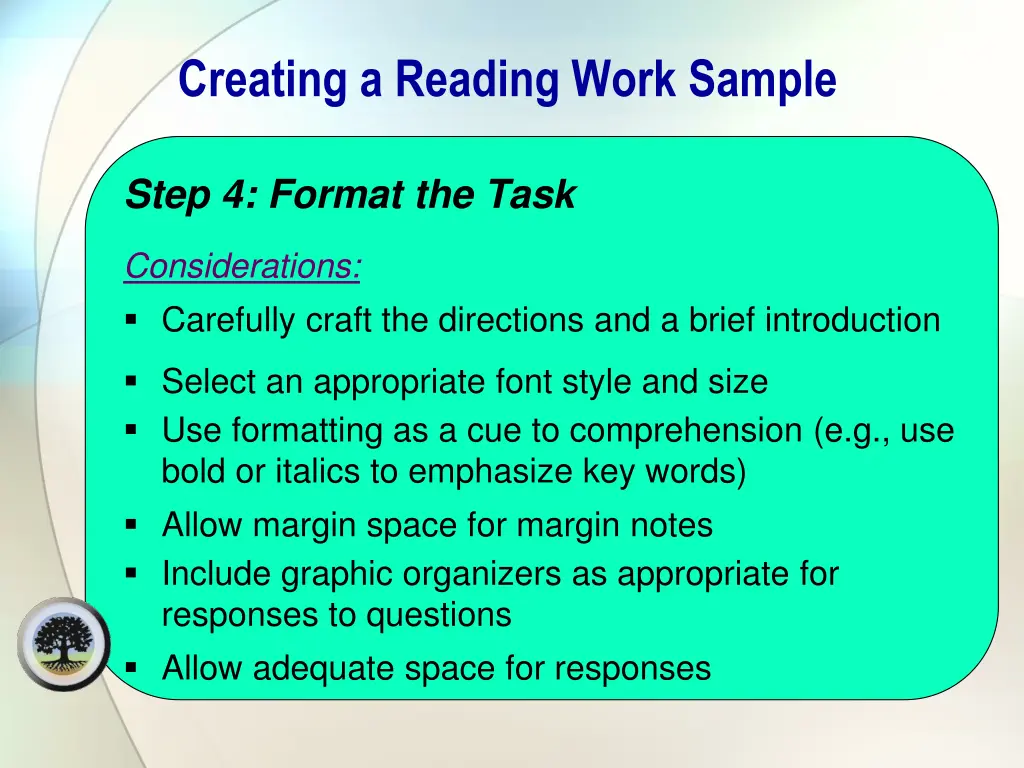 creating a reading work sample 4