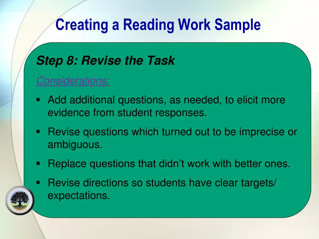 creating a reading work sample 8