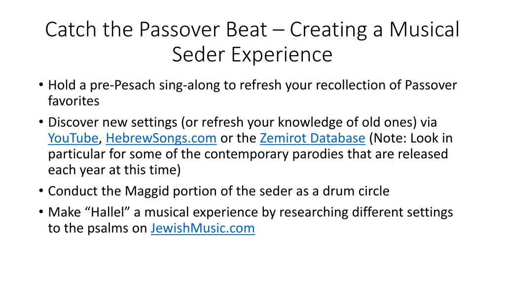 catch the passover beat creating a musical seder