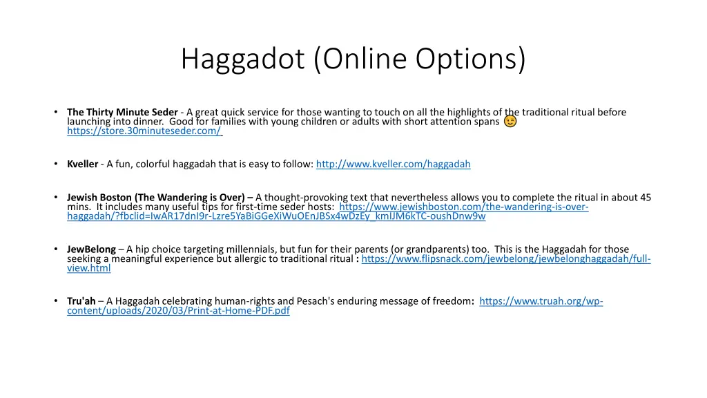 haggadot online options