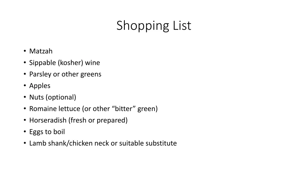 shopping list