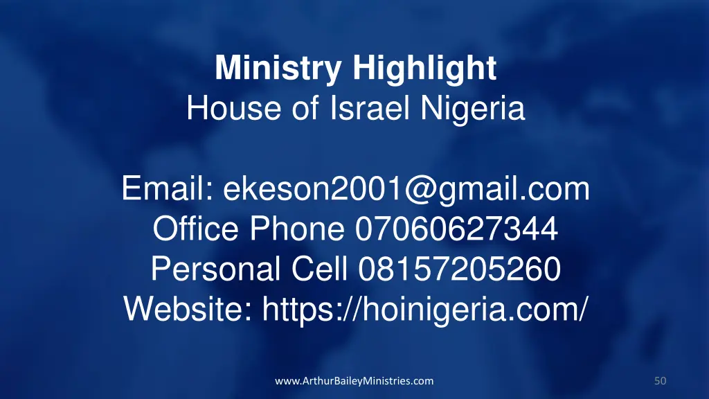 ministry highlight house of israel nigeria