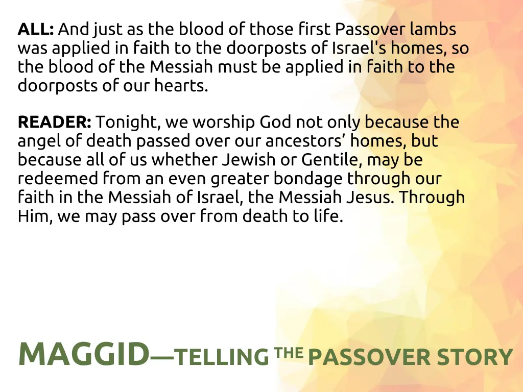 all and just as the blood of those first passover