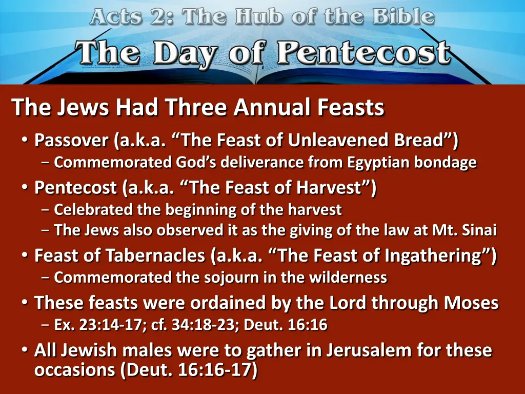 the jews had three annual feasts passover