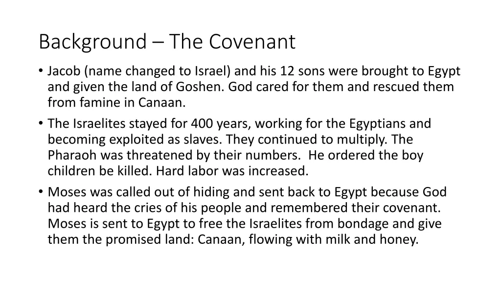 background the covenant