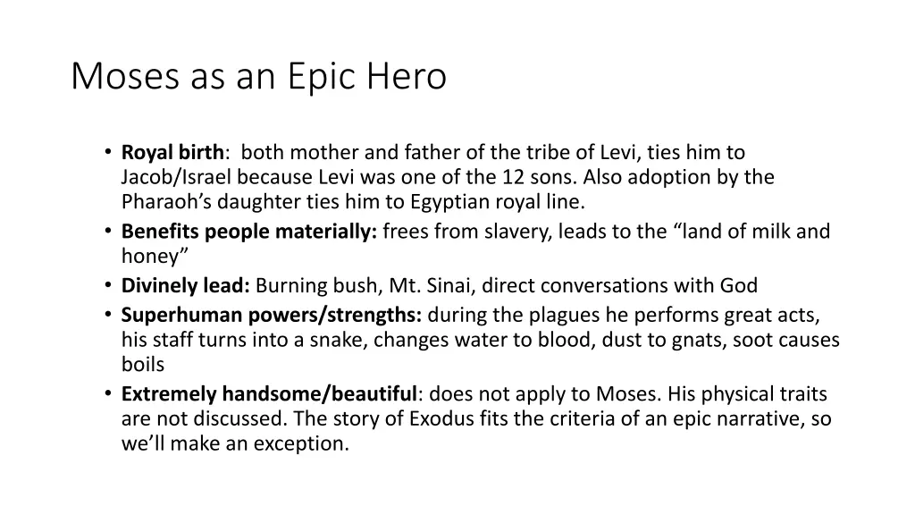 moses as an epic hero