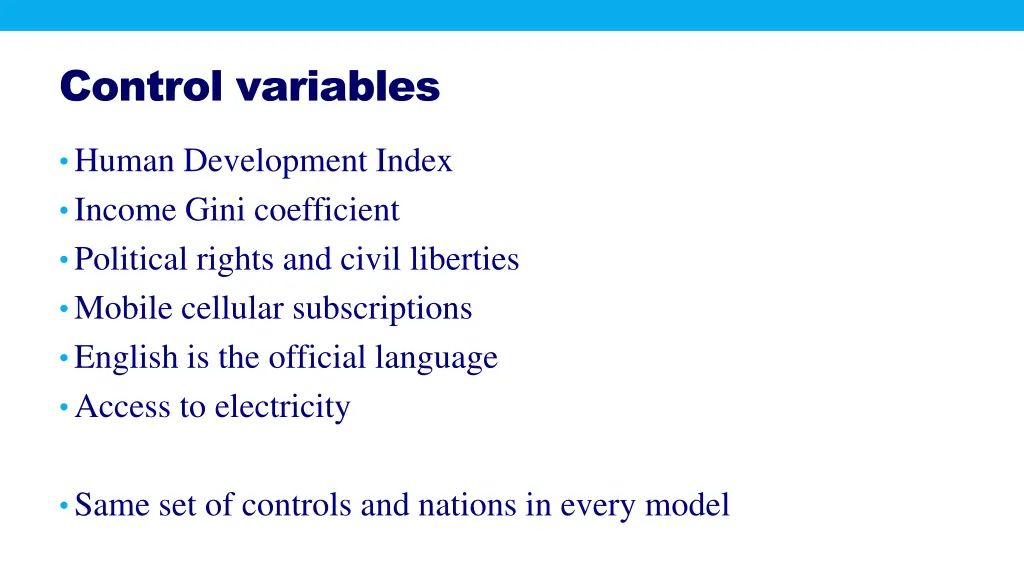 control variables