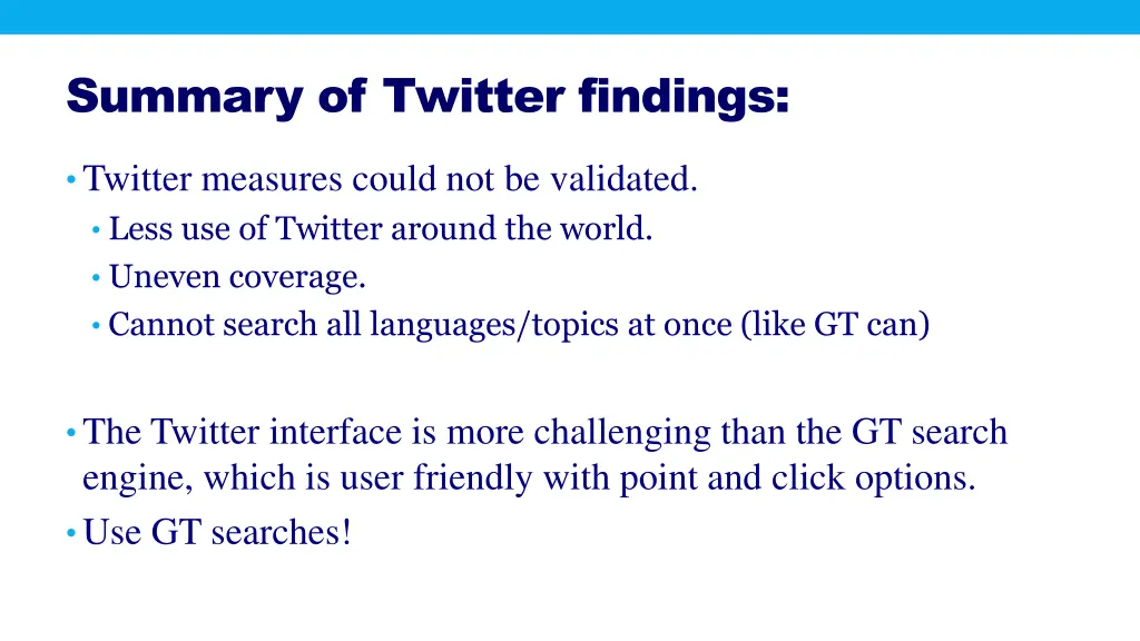 summary of twitter findings