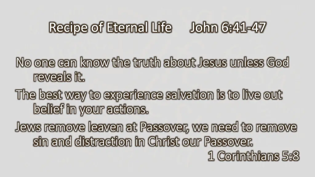 recipe of eternal life