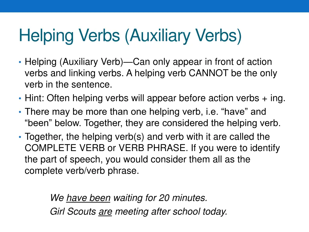 helping verbs auxiliary verbs