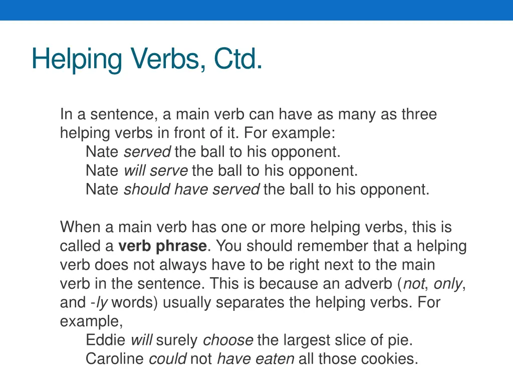 helping verbs ctd