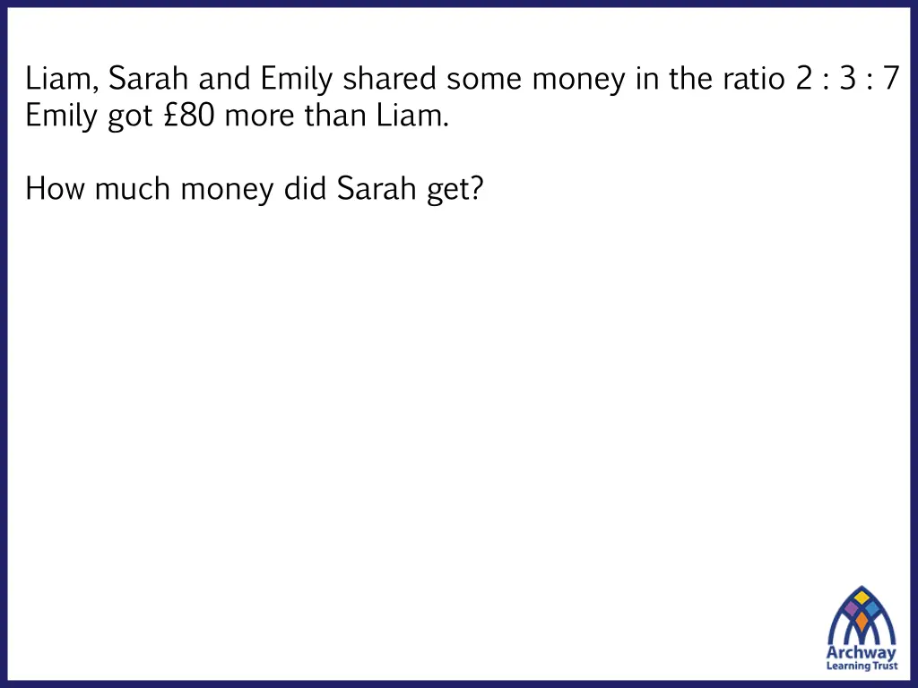 liam sarah and emily shared some money