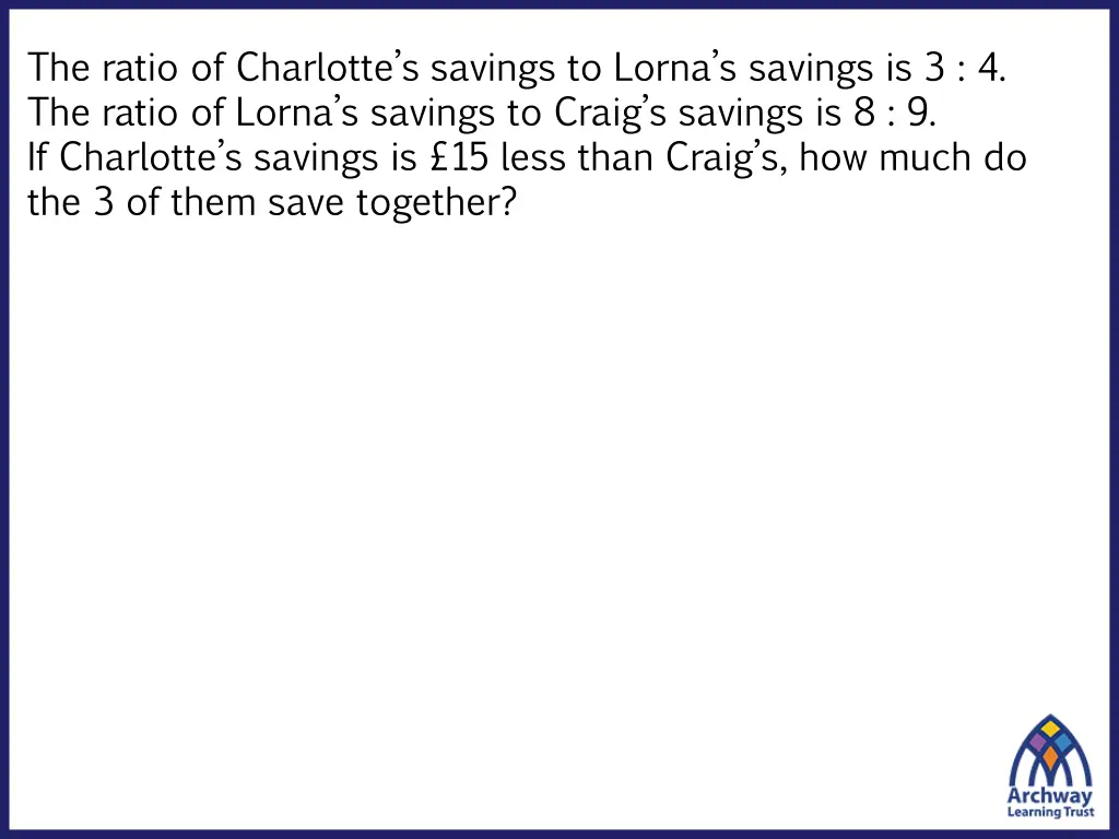 the ratio of charlotte s savings to lorna