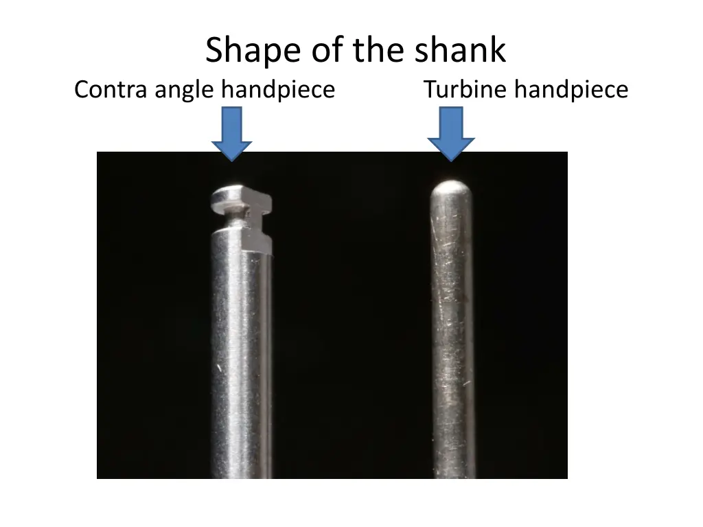 shape of the shank contra angle handpiece turbine