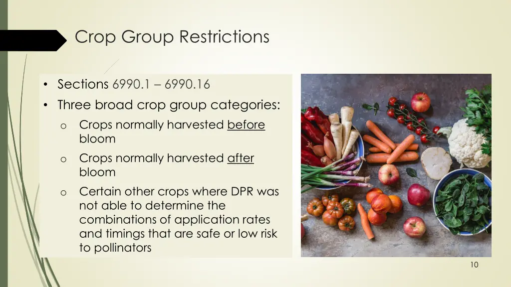 crop group restrictions