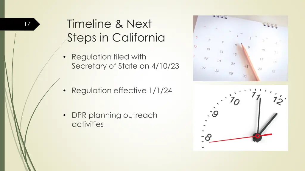 timeline next steps in california