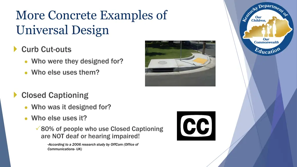 more concrete examples of universal design