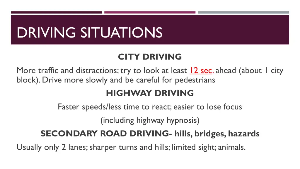 driving situations