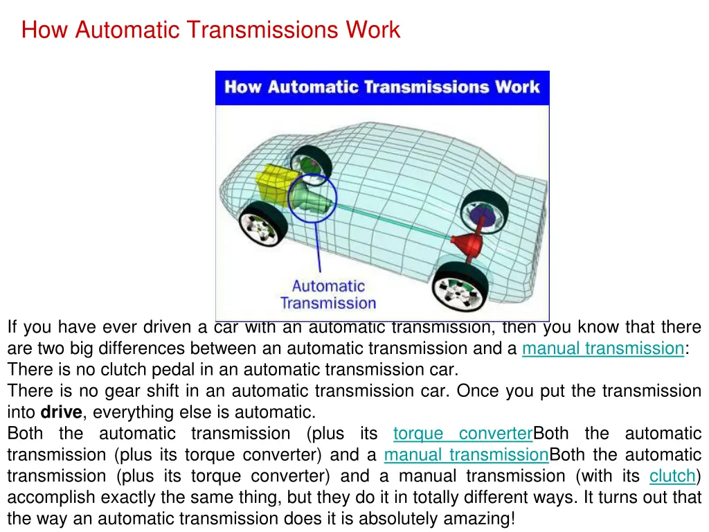 how automatic transmissions work