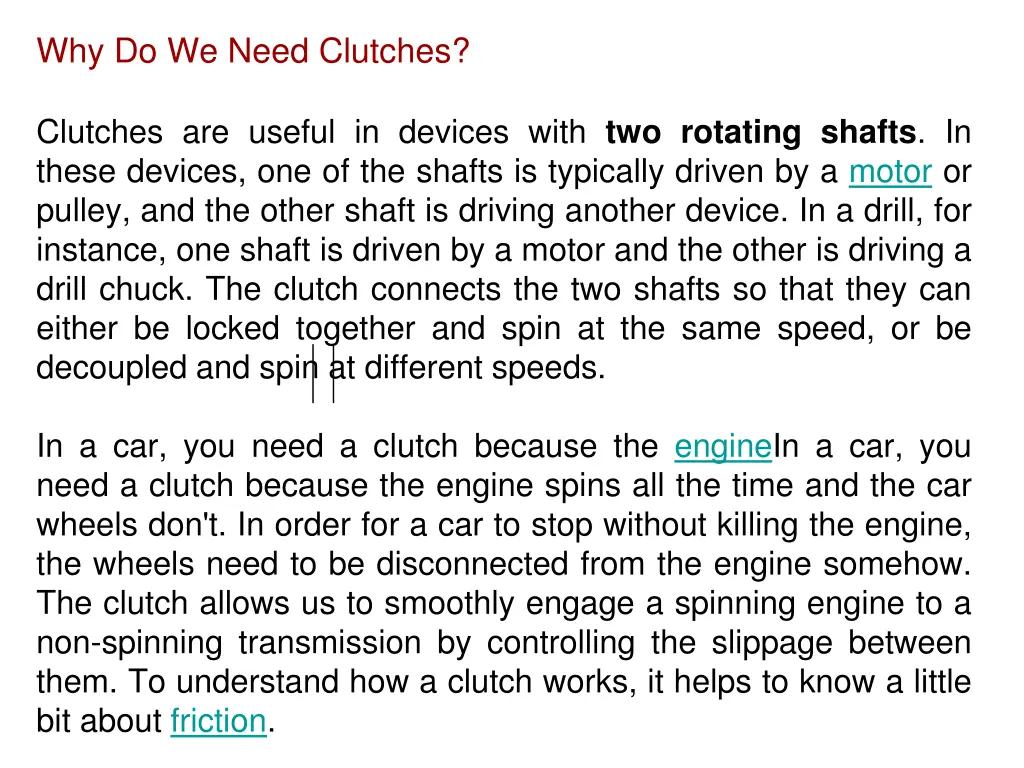 why do we need clutches