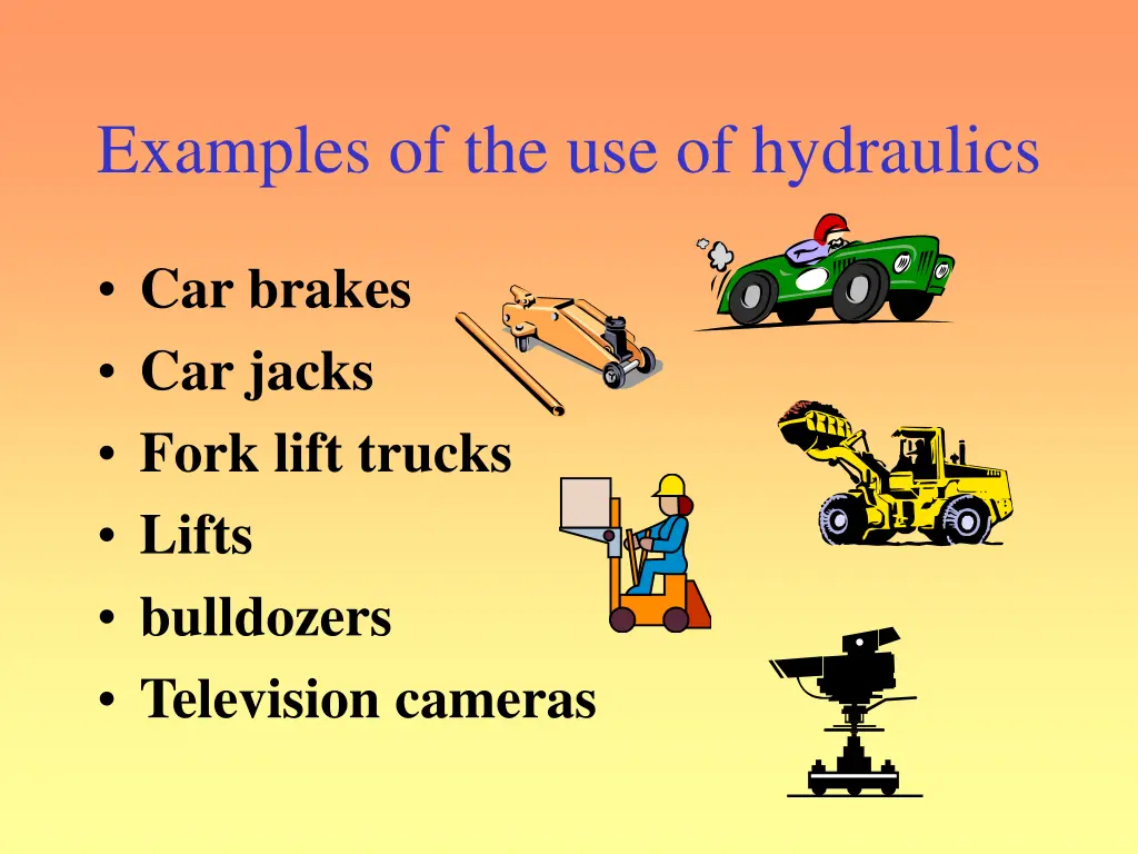 examples of the use of hydraulics