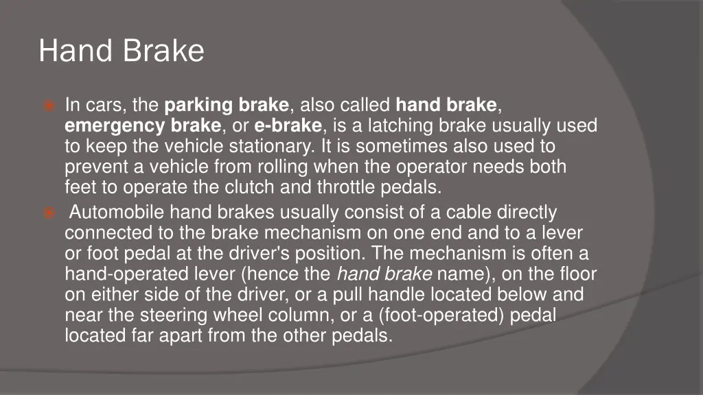 hand brake