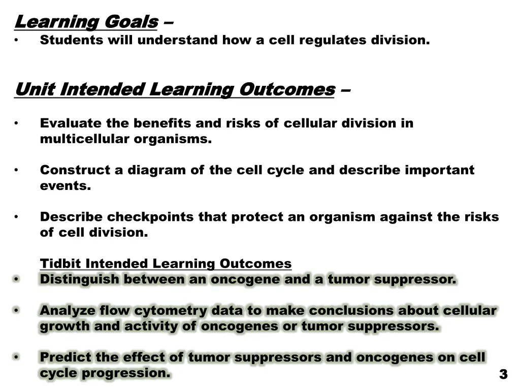 learning goals learning goals students will