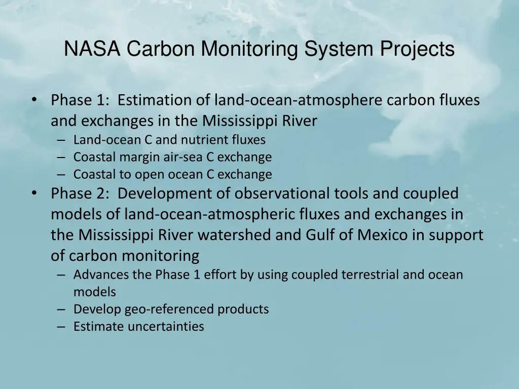 nasa carbon monitoring system projects