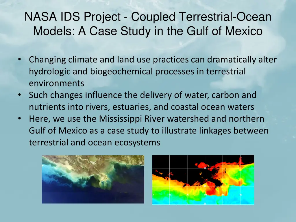 nasa ids project coupled terrestrial ocean models