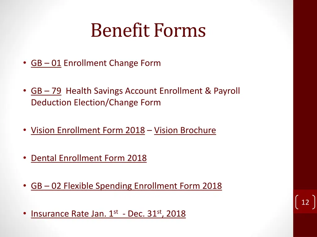 benefit forms