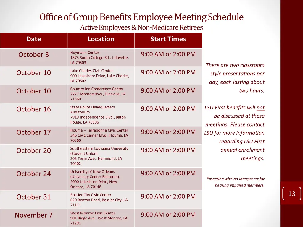 office of group benefits employee meeting