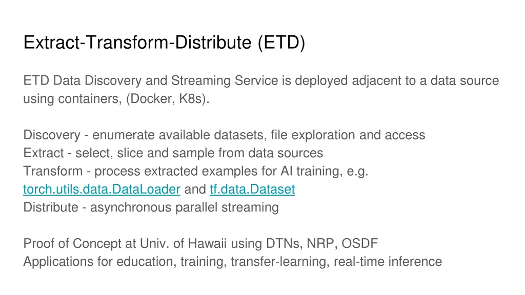 extract transform distribute etd